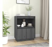 Vidaxl Buffet Gris 60x34x75 Cm Bois Massif De Pin Marron