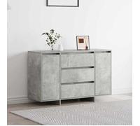 vidaXL Buffet bas Gris béton 3 tiroirs 2 portes Bois d'ingénierie 120x41x75 cm