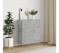 Vidaxl Buffet Gris Béton 69,5x34x90 Cm Bois D'ingénierie Gris