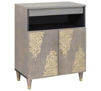 Vidaxl Buffet Gris Et Or 60 X 33.5 X 75 Cm Bois De Manguier Massif