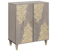 Vidaxl Buffet Gris Et Or 60 X 33.5 X 75 Cm Bois De Manguier Massif