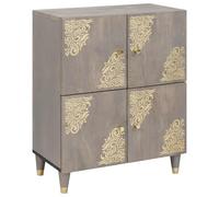 vidaXL Buffet Gris et or 60 x 33 x 75 cm Bois de manguier massif