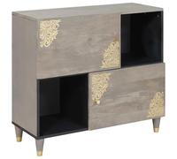 Vidaxl Buffet Gris Et Or 80 X 33,5 X 75 Cm Bois De Manguier Massif