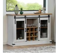 vidaXL Buffet Halden 2 Portes coulissantes Blanc 112x40x80 cm, Armoire de Rangement, Armoire de Rangement de Cuisine, Armoire de Rangement de Salon