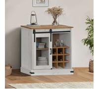 vidaXL Buffet Halden Porte coulissante Blanc 80x40x80 cm Bois Massif, Armoire de Rangement, Armoire de Rangement de Cuisine, Armoire de Rangement de Salon