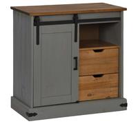 vidaXL Buffet Halden Porte coulissante Gris 80x40x80 cm Bois Massif, Armoire de Rangement, Armoire de Rangement de Cuisine, Armoire de Rangement de Salon