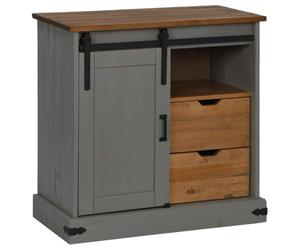 vidaXL Buffet Halden Porte coulissante Gris 80x40x80 cm Bois Massif, Armoire de Rangement, Armoire de Rangement de Cuisine, Armoire de Rangement de Salon
