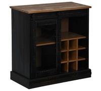 vidaXL Buffet Halden Porte coulissante Noir 80x40x80 cm Bois Massif, Armoire de Rangement, Armoire de Rangement de Cuisine, Armoire de Rangement de Salon