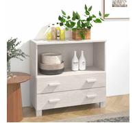 vidaXL Buffet Hamar Blanc 85 x 35 x 80 cm en Bois de Pin Massif avec 2 Tiroirs