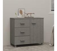vidaXL Buffet Armoire de Rangement Meuble de Rangement Armoire Latérale Salon Maison Intérieur Gris Clair 90x40x80 cm Bois de Pin Solide Gris