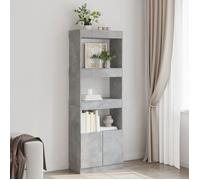 vidaXL Buffet haut 63x33x180 cm gris béton bois d'ingénierie, armoire à livres, armoire à livres moderne, étagère à livres 3309603