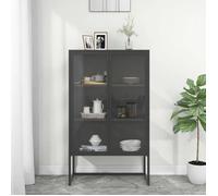 vidaXL Buffet haut Anthracite 80x35x135 cm Acier et verre trempé Anthracite G