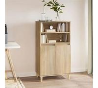 vidaXL Buffet Haut, Armoire avec 2 Étagères et 4 Compartiments, Meuble de Rangement avec Portes, Organisateur de Salon, Scandinave, Chêne Sonoma Bois d'Ingénierie Beige G