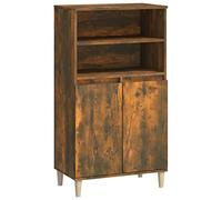 vidaXL Buffet Haut, Armoire avec 2 Étagères et 4 Compartiments, Meuble de Rangement avec Portes, Organisateur de Salon, Scandinave, Chêne Fumé Bois d'Ingénierie