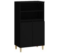 vidaXL Buffet Haut, Armoire avec 2 Étagères et 4 Compartiments, Meuble de Rangement avec Portes, Organisateur de Salon, Scandinave, Noir Bois d'Ingénierie