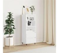 vidaXL Buffet Haut, Armoire avec 3 Compartiments et 2 Tiroirs, Meuble de Rangement avec Pieds Salle de Séjour, Industriel, Blanc Bois d'Ingénierie Blanc G