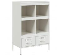 vidaXL Buffet Haut, Armoire avec Pieds et Compartiments, Meuble de Rangement, Organisateur de Salle de Séjour, Blanc 68x39x101,5 cm Acier