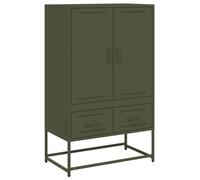 vidaXL Buffet Haut, Armoire avec Tiroirs, Placard avec Porte, Meuble de Rangement, Organisateur de Salle de Séjour, Vert Olive 68x39x111,5 cm Acier
