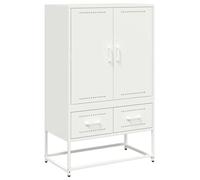 vidaXL Buffet Haut, Armoire avec Tiroirs, Placard avec Porte, Meuble de Rangement, Organisateur de Salle de Séjour, Blanc 68x39x111,5 cm Acier