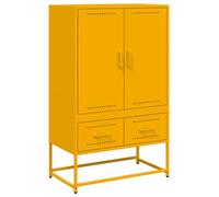 vidaXL Buffet Haut, Armoire avec Tiroirs, Placard avec Porte, Meuble de Rangement, Organisateur de Salon, Jaune Moutarde 846611