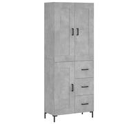 Vidaxl Buffet Haut Gris Béton 69,5x34x180 Cm Bois D'ingénierie Gris