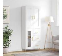 Vidaxl Buffet Haut Blanc 69,5x34x180 Cm Bois D'ingénierie Multicolore