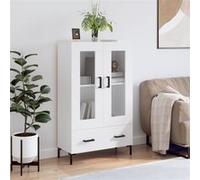 vidaXL Buffet Haut, Armoire de Rangement avec Pieds, Meuble de Rangement, Organisateur Salon Salle de Séjour, Moderne, Blanc Bois d'Ingénierie