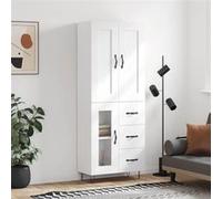vidaXL Buffet Haut, Armoire de Rangement avec Pieds, Meuble de Rangement, Organisateur Salon Salle de Séjour, Industriel, Blanc Bois d'Ingénierie 3199969 Blanc