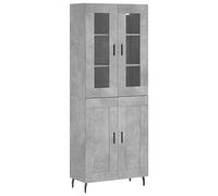 Vidaxl Buffet Haut Gris Béton 69,5x34x180 Cm Bois D'ingénierie Gris