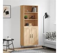 Buffet Haut, Armoire de Rangement avec Pieds, Meuble de Rangement, Organisateur Salon Salle de Séjour, Industriel, Chêne Sonoma Bois d'Ingénierie