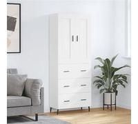 Vidaxl Buffet Haut Blanc 69,5x34x180 Cm Bois D'ingénierie Multicolore