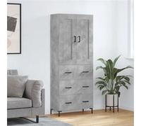 Vidaxl Buffet Haut Gris Béton 69,5x34x180 Cm Bois D'ingénierie Gris