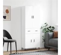 vidaXL Buffet Haut, Armoire de Rangement avec Pieds, Meuble de Rangement, Organisateur Salon Salle de Séjour, Moderne, Blanc Bois d'Ingénierie