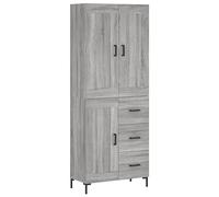 vidaXL Buffet Haut, Armoire de Rangement avec Pieds, Meuble de Rangement, Organisateur Salon Salle de Séjour, Industriel, Sonoma Gris Bois d'Ingénierie