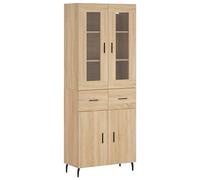 vidaXL Buffet Haut, Armoire de Rangement avec Pieds, Meuble de Rangement, Organisateur Salon Salle de Séjour, Moderne, Chêne Sonoma Bois d'Ingénierie