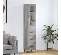 Vidaxl Buffet Haut Sonoma Gris 34,5x34x180 Cm Bois D'ingénierie Gris