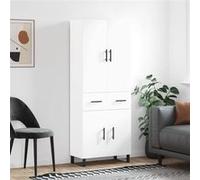 vidaXL Buffet Haut, Armoire de Rangement avec Pieds, Meuble de Rangement, Organisateur Salon Salle de Séjour, Moderne, Blanc Bois d'Ingénierie 3198169 Blanc G