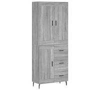 vidaXL Buffet Haut, Armoire de Rangement avec Pieds, Meuble de Rangement, Organisateur Salon Salle de Séjour, Industriel, Sonoma Gris Bois d'Ingénierie