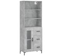 vidaXL Buffet Haut, Armoire de Rangement avec Pieds, Meuble de Rangement, Organisateur Salon Salle de Séjour, Gris Béton Bois d'Ingénierie