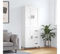 vidaXL Buffet Haut, Armoire de Rangement avec Pieds, Meuble de Rangement, Organisateur Salon Salle de Séjour, Industriel, Blanc Bois d'Ingénierie Blanc G