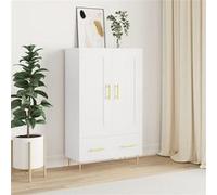 vidaXL Buffet Haut, Armoire Latérale, Meuble avec Rangement, Organisateur de Salon Salle de Séjour, Moderne, Blanc Bois d'Ingénierie Blanc G