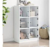vidaXL Buffet haut avec portes blanc 68x37x109 cm bois d'ingénierie, armoire latérale, armoire de rangement haute, vitrine 3295850 Blanc G