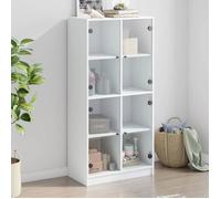 Vidaxl Buffet Haut Avec Portes Blanc 68x37x142 Cm Bois D'ingénierie Blanc