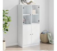 Buffet haut avec portes blanc 68x37x142 cm bois d'ingénierie, armoire latérale, armoire de rangement haute, vitrine haute, armoire haute