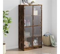 Vidaxl Buffet Haut Avec Portes Chêne Fumé 68x37x142 Cm Bois Ingénierie Marron