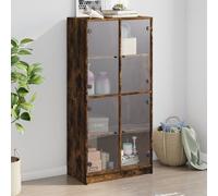 Vidaxl Buffet Haut Avec Portes Chêne Fumé 68x37x142 Cm Bois Ingénierie Marron