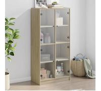 vidaXL Buffet haut avec portes chêne sonoma bois d'ingénierie, armoire latérale, armoire de rangement haute, vitrine haute, 3295859