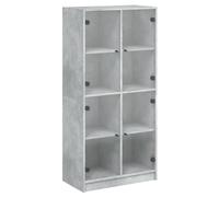 Vidaxl Buffet Haut Avec Portes Gris Béton 68x37x142 Cm Bois Ingénierie Marron