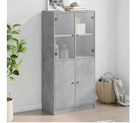 vidaXL Buffet haut avec portes gris béton 68x37x142 cm bois ingénierie, armoire latérale, armoire de rangement haute, 3295867