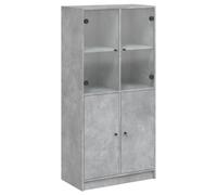 vidaXL Buffet haut avec portes gris béton 68x37x142 cm bois ingénierie, armoire latérale, armoire de rangement haute, 3295867